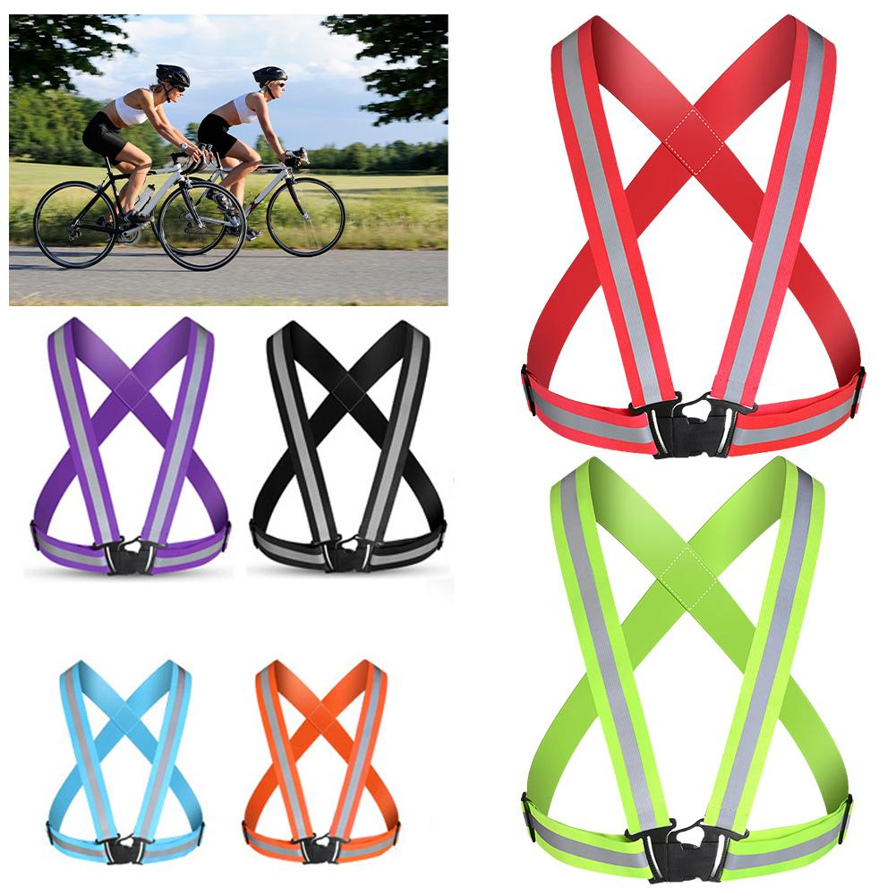 Running Gear Essential - เสื้อกั๊กนิรภัยแบบปรับได้สำหรับกิจกรรมกลางแจ้ง เสื้อกั๊กสะท้อนแสงสำหรับเดินกลางคืน สายรัดนิรภัยสำหรับปั่นจักรยานน้ำหนักเบา อุปกรณ์วิ่งกันน้ำ