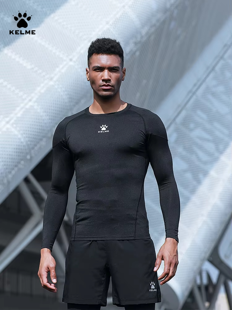Running Gear Autumn - Kelme ผู้ชายเสื้อยืดวิ่งกลางแจ้งกีฬา Tights การบีบอัดฟิตเนสการฝึกอบรมโยคะแห้งเร็วแขนยาว Camping Hiking