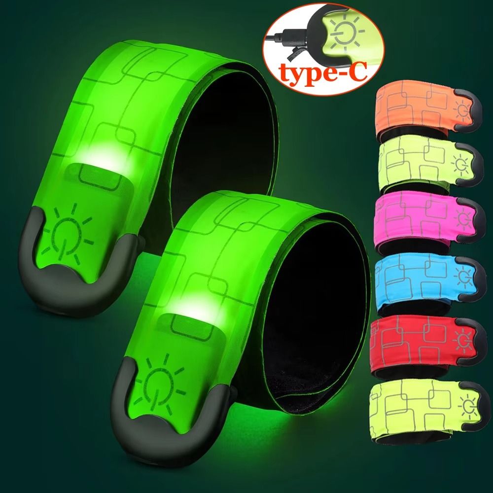 Running Gear Reflective - สายรัดแขนสำหรับวิ่งกลางคืนแบบแบตเตอรี่ ชาร์จ USB ได้ สะท้อนแสงมองเห็นได้ชัด น้ำหนักเบา