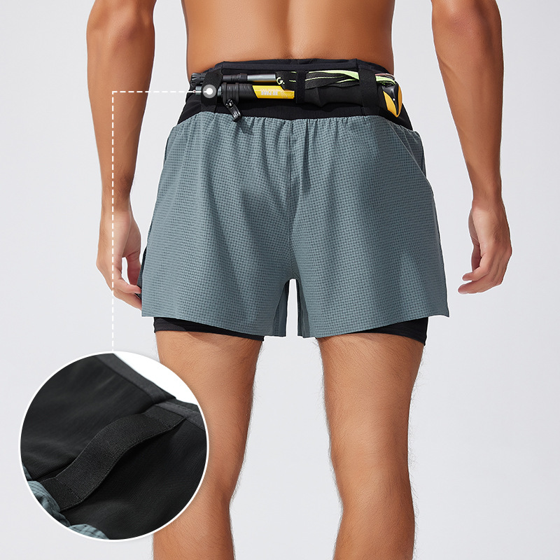 Trail Running Gaiter - กางเกงกีฬาขาสั้นผู้ชายแบบ 2-in-1 ดีไซน์สองชั้น เหมาะสำหรับวิ่งเทรล มาราธอน บาสเก็ตบอล
