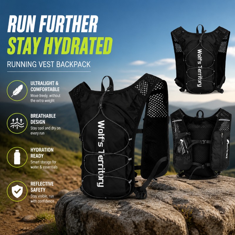 Running Gear Reflective - กระเป๋าเป้สะพายหลังวิ่งมาราธอน กระเป๋าเป้น้ำสำหรับวิ่ง น้ำหนักเบา ระบายอากาศได้ดี สะท้อนแสง พร้อมช่องเก็บขวดน้ำ