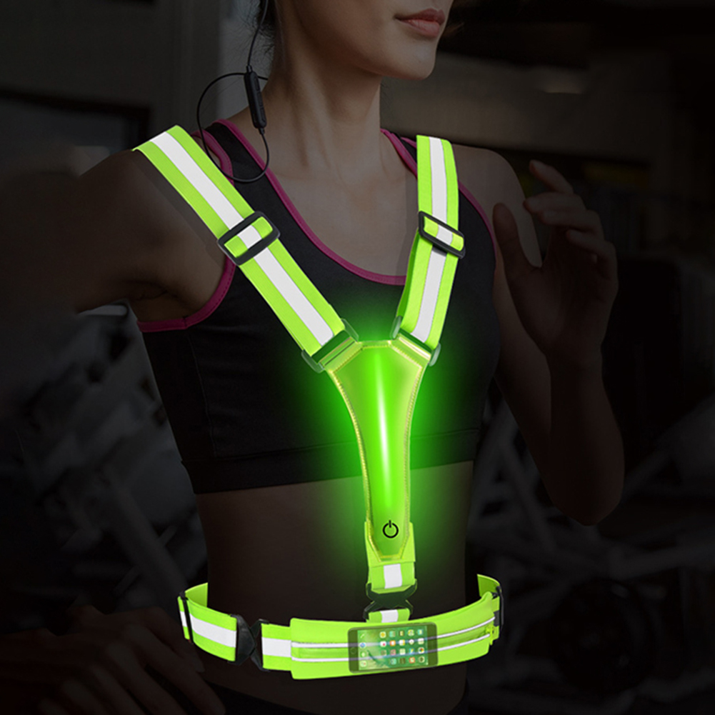 Running Gear Autumn - เสื้อกั๊กสะท้อนแสง LED สำหรับวิ่ง ปรับได้ที่เอว/ไหล่ เสื้อกั๊กสำหรับปั่นจักรยาน มี