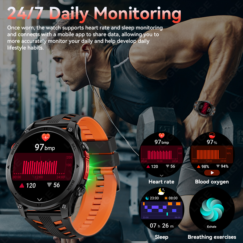 LIGE ทหาร GPS สมาร์ทวอทช์ GPS  - Gps Running Watch บทวิจารณ์และราคา